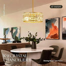 12” 3-Light Modern Crystal Chandeliers Gold Dinning Room Light Fixture, Round Pendant Light Kitchen Island Chandelier, Flush Mount Ceiling Light for Living Room Entryway Bedroom Foyer by CozyNest Decor