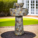 SunJet 25.7” High x 15.3” Diameter Concrete Bird Bath with Faux Stone Finish - Outdoor Water Fountain with Electric Pump - Birdbath for Garden, Patio, Yard, Lawn Décor by GreenHaven Gardens