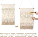 Dremisland Macrame Woven Wall Hanging Home Decor Bohemian Beige Geometric Wave Art Decor with Wool Ball and Tassle-Elegant Apartment Bedroom Dorm Room Door Decoration, 15.7" W x 22" L (Beige Wool Ball) by CozyNest Decor