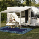 GENIMO Outdoor Rug Waterproof 5'x8' for Patio, Foldable Reversible Plastic Straw Carpet for Travel Trailers, Outside Area Mat for Rv, Deck, Picnic, Porch, Balcony, Beach, Navy Blue & Jade Green by CozyNest Decor