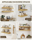 Marsmiles 55" Floating Shelves for Wall, Wooden Shelves with Invisible Brackets Set of 2, Rustic Farmhouse Wall Mounted Shelf for Kitchen Bathroom Living Room Study, Natural Oak by CozyNest Decor