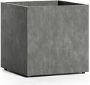 Reglito Cube Planter – Fiberglass Indoor/Outdoor and Weather-Resistant Large Planter (Grey Stone, 19.7" L x 19.7" W x 20.3" H) by GreenHaven Gardens