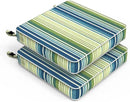 LVTXIII Patio Chair Cushions 22"x22"x3", Water-Repellent Outdoor Seat Cushions for Patio Furniture, Square Chair Pads with Ties for Home Garden Decoration, Set of 2, Stripe Blue Green by GreenHaven Gardens