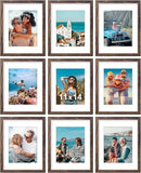 Vittanly 11x14 Picture Frames Set of 9, Shatter Resistant Plexiglass, Display 8x10 Pictures with Mat or 11x14 without Mat, Photo Frames for Wall or Tabletop, Engineered Wood, Brown by CozyNest Decor