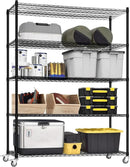 5 Tier Wire Shelf Shelving Unit, 60"x 24"x82" Metal Storage Shelves, Heavy Duty Garage Storage Shelves with Wheels, Chrome 3000LBS Capacity Wire Shelf Rack for Restaurant, Garage, Pantry, Kitchen by CozyNest Decor