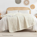 Chunky Knit Blanket Throw, 100% Hand Knit Throw Blanket Handmade Chenille Cable Knit Throw for Couch, Stylish Cozy Soft Rope Knot Crochet Blanket for Home Decor, Ivory, 60x80 Inches by CozyNest Decor