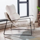 DUOMAY Modern White Sherpa Accent Chair, Comfy Lounge Lazy Chair with Metal Leg, Mid-Century Corner Arm Chair for Living Room Bedroom Office Apartment by CozyNest Decor