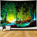 Delur Fantasy Forest Tapestry Mystical River Enchanted Magical Fairy Tale Tree Tapestry Sunrise Landscape Sunset Nature Psychedelic Wall Hanging Headboard for Bedroom Living Room Home Decor (59.1" x 78.7") by CozyNest Decor