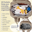 RUVALINO Diaper Bag Backpack-Multifunction Baby Travel Bag with Changing pad, Insulated Bottle Holders & Pacifier Case, Large Capacity, Waterproof, Clay by TinyTreasures Baby Boutique