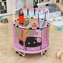 LAMERGE 55" 7-in-1 Round Trampoline for Kids Boys & Girls Ages 1-8, Indoor & Outdoor Trampoline for Fun, Adjustable Height Handrail ＆ Enclosed Safety Net ＆ Durable Designs for Toddlers Children by TinyTreasures Baby Boutique