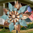 Decoroca Outdoor Wind Spinners Copper - 360 Degrees Metal Swivel Flowers&Leaves Wind Spinners for Patio, Lawn, Yard and Garden - for Classical Style - Festival Outdoor Decor by GreenHaven Gardens