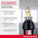 American Standard 10-US-AS-7 Garbage Disposal Anti-Jam Stainless Steel Food Waste Grinding System, Heavy Duty, 3/4 HP, Black by CozyNest Decor
