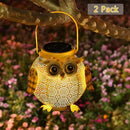 2 Pack Hanging Solar Lanterns - Garden Light Waterproof Metal Decorative Solar Lantern Lights Outdoor for Patio Yard Table Pathway with Owl Pattern by CozyNest Decor