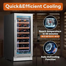 Ca'Lefort 15 Inch Wine Fridge, 33 Bottle Wine Cooler Refrigerator, 40-65°F Wine Refrigerator Glass Door, 3 LED Wine Fridge, Built-in or Freestanding Wine Fridge for Home/Bar/Kitchen (3.0 cu.ft) by CozyNest Decor