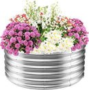 17" Tall Elevated Round Metal Rised Garden Bed- 3.3'x3.3' in Size and 0.8MM Thick Durable Planter Box for Vegetables Flowers Succulent at Patio/Garden Outdoor (Silver, 3.3FT Diameter) by GreenHaven Gardens