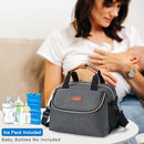 Breastmilk Cooler Bag with Ice Pack Fits 6 Baby Bottles up to 9 Ounce, Wearable Breast Pumps Cooler Bag for Nursing Mom Daycare, Work, Travel- Dark Grey by TinyTreasures Baby Boutique