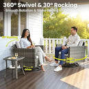 ovios 7 Pieces Patio Furniture Set with 42" Fire Pit Table, Outdoor Wicker Sofa with Swivel Chairs, All Weather High Back Rattan Couch Conversation Set, Grey by GreenHaven Gardens