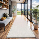 CAMILSON Indoor and Outdoor Runner Rug Off-White Herringbone Seagrass Boho Design Easy-Cleaning Non Shedding Fiber Living Room Bedroom Garden Patio and Kitchen Washable Outside Carpet Alfombras (2x7) by CozyNest Decor