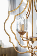 4 Light Metal Chandelier, Hanging Light Fixture With Adjustable Chain For Kitchen, Bulb Not Included - Gold by HouseOfZazla