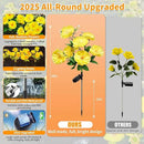 Neporal Solar Flowers Outdoor Waterproof, 4PK 7-Stem Yellow Camellia with 2 Lighting Modes & Romantic Warm Light, Solar Lights Outdoor Decorative for Garden, Yard, Pathway, Gardening Gifts for Women by GreenHaven Gardens