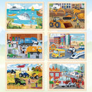 Puzzles for Kids Ages 4-6, 6 Packs 60 Pcs Wooden Jigsaw Puzzles for Kids Ages 6-8, Preschool Educational Vehicle Toys Gifts for 3 4 5 6 7 8 Boys Girls by TinyTreasures Baby Boutique