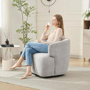 Swivel Accent Chair, Chenille Barrel Chair for Living Room, Cozy Round Boucle Arm Chair, Metal Base for Club Nursery Bedroom, Light Grey by CozyNest Decor
