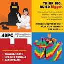 Big Blocks for Kids Ages 4-8 — Indoor & Outdoor Blocks Kids Games — Black Large Building Blocks - 48 pc by TinyTreasures Baby Boutique