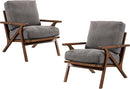 chairus Mid Century Accent Armchairs Modern Upholstered Lounge Chair Compfy Leisure Arm Chair for Living Room Fireplace/Bedroom/Reception/Dorms, Set of 2, Denim Fabric Grey by CozyNest Decor