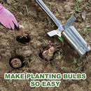 Long Handled Bulb Planter Tool, 37'' Bend-Proof Stainless Steel Bulb Planter, 4'' Depth Marks Long Handled Hole Digger, Bulb Planter with Comfortable T-Shaped Long Wood Handle for Planting Tulips by GreenHaven Gardens
