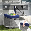 Patiorama 2 Piece Outdoor Patio Ottomans,All-Weather Grey PE Rattan Wicker Ottoman with Storage,Outdoor Footrest Footstool Seat w/Thick Cushion,Built-in Handle for Backyard Poolside Porch (Navy Blue) by CozyNest Decor