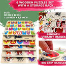 QUOKKA Wooden Puzzles for Toddlers 1-3 - 6XSET Toddler Puzzles Ages 2-4 with Rack - Learning Alphabet - Numbers - Animals Toy Puzzles for Toddlers 3-5 - Wood Games Gift for Boys and Girls by TinyTreasures Baby Boutique