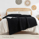 Chunky Knit Blanket Throw, 100% Hand Knit Throw Blanket Handmade Chenille Cable Knit Throw for Couch, Stylish Cozy Soft Rope Knot Crochet Blanket for Home Decor, Black, 50x60 Inches by CozyNest Decor