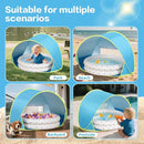 Baby Beach Tent Canopy: with Inflatable Kiddie Swimming Pool Toys - UPF50+ UV Protection Pop Up Sun Shelter Tent & Small Pool - Beach Essentials for Infant Toddlers by TinyTreasures Baby Boutique