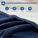 Sealy Electric Blanket Throw Size 50"*60",Super Cozy Flannel to Sherpa Reversible Heated Blanket Throw with 6 Heating Levels & 2-10 Hours Auto Off Overheating Protection Machine Washable,Navy by CozyNest Decor