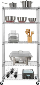 Seville Classics UltraDurable Heavy Duty NSF Solid Steel Wire Rack Storage Unit, Organizer for Garage, Warehouse, Office, Restaurant, Classroom, Kitchen, Silver, 5-Tier Shelving, 36" W x 14" D by CozyNest Decor