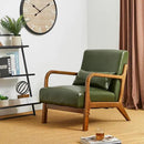 Glitzhome Mid Century Hunter Green Accent Armchair, Single Reading Armchair PU Leather Lounge Chair with Walnut Ruberwood Frame by CozyNest Decor