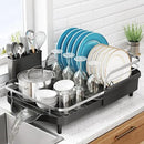 Dish Drying Rack, Expandable Dish Rack for Kitchen Counter, Stainless Steel Dish Drainer with Drainboard Set and Utensil Holder (Black) by CozyNest Decor