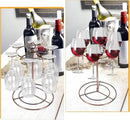 Black Metal Countertop Wine Glass Holder with Scrollwork Design, Freestanding Tabletop Stemware Storage Rack with 12 Hooks