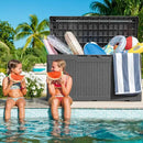Greesum 100 Gallon Resin Deck Box Large Outdoor Storage with Cushions for Patio Furniture, Garden Tools, Pool Supplies, Weatherproof and UV Resistant, Lockable,Gray by GreenHaven Gardens