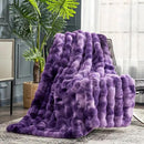 Cozy Bliss Faux Fur Throw Blanket for Couch, Fuzzy Soft Plush Thick Bubble Blanket for Sofa Bedroom Living Room, 50 * 60 Inches Tie-dye Purple by CozyNest Decor