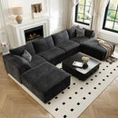157.5" Cloud Couch Oversized Modular Sectional Sofa for Living Room,Modern Sofa with Deep Seat，U-Shape Boneless Couch with 2 Ottoman,Comfy Upholstered Couches for Apartment, Studio, Office,Black by CozyNest Decor