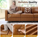 118.5" Faux Leather Modular Sectional Sofa with Storage Seat, Modern 6 Seater Couch Deep Seat with Removable Cover DIY Combination Brown by CozyNest Decor