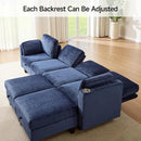 110" Modular Sectional Sofa, Convertible Sleeper Sofa Couch Bed with Adjustable Backrest, U-Shaped Chenille Cloud Couch with Ottoman Storage, Deep Seat Couches for Living Room,Blue by CozyNest Decor