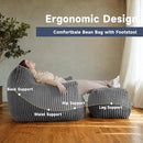 Giant Bean Bag Chairs for Adults, Oversized Chaise Lounge Chair Indoor with Memory Foam - Plush Boneless Lounger & Ottoman for Bedroom, Living Room, Gaming & Reading, Lazy Floor Sofa Chair, Gray by CozyNest Decor
