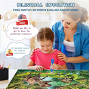 Interactive Dinosaur Toys Learning Poster, Dinosaur Talking Poster, Bilingual Dinosaur Talking Educational Children Toy with Sound Effects, Dinosaur Toys for Ages 3-12, Best Dinosaur Party Gift by TinyTreasures Baby Boutique