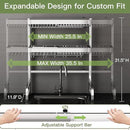 3 Tier Extra Large Stainless Steel Expandable Over The Sink Dish Drainer Drying Rack, Rust Proof Metal, Space Saving, Modern Silver Big Capacity Extendable Plate Strainers Above Kitchen Counter by CozyNest Decor
