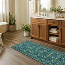 Joydeco Washable 2x6 Rug Runners for Hallways Non Slip, Boho Floral Bathroom Rug Runner, Soft Botanical Forest Indoor Floor Throw Carpet for Kitchen Laundry Room Entryway, Dark Blue by TinyTreasures Baby Boutique