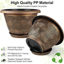 10 Inch Flower Pots Planters for Indoor Outdoor Plants, 3 Pack Plastic Large Plant Pots with Drainage Hole & Tray, Modern Decorative Garden Pot with Saucer, Plant Container for House by GreenHaven Gardens