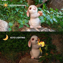 Solar Rabbit Garden Statues Outdoor Bunny Decor Resin Rabbit Figurine Holding Mushroom with LED Lights for Porch Patio Lawn Yard Christmas Housewarming Gardening Gifts for Mom Grandma by GreenHaven Gardens