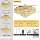 Modern Crystal Large Chandeliers LED Dimmable Flush Mount Ceiling Chandeliers for Living Room High Ceiling Entrance Foyer Bedroom by CozyNest Decor